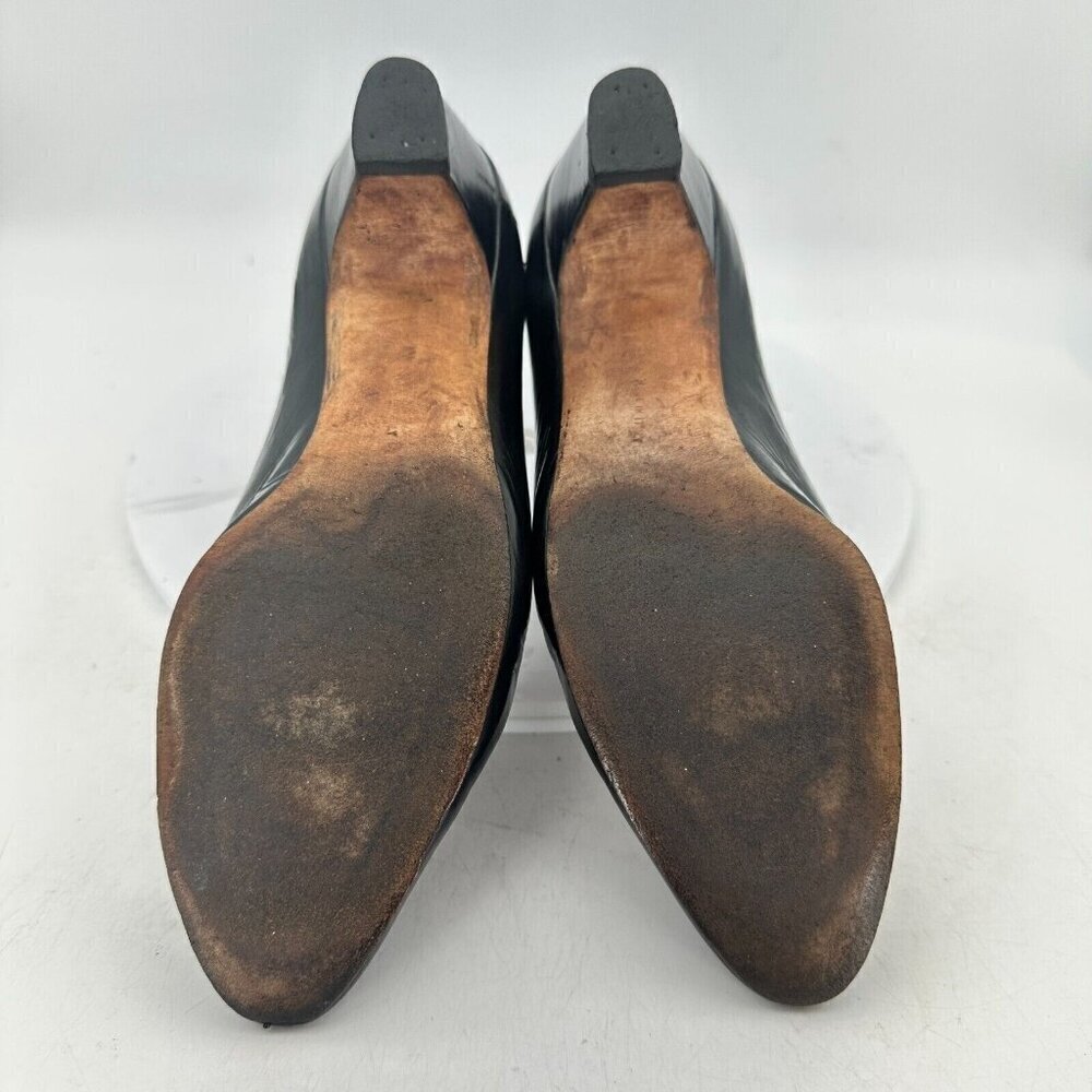 Salvatore Ferragamo Women Size 8.5 AAAA Black Leather Slip On Medium Heel Pump - Picture 10 of 14